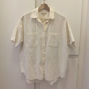 Madewell white cotton courier button up